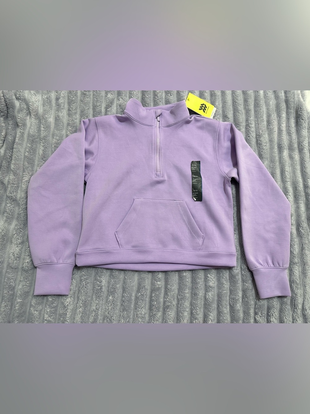 Lavender Airy Sleek Cropped 1/2-Zip Pullover — Size L (10/12) — NWT